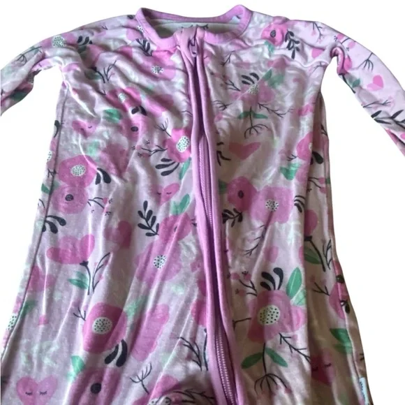 Little Sleepies Pink Wildflower Convertible Zippy Sz 3-6 months - Picture 4 of 7